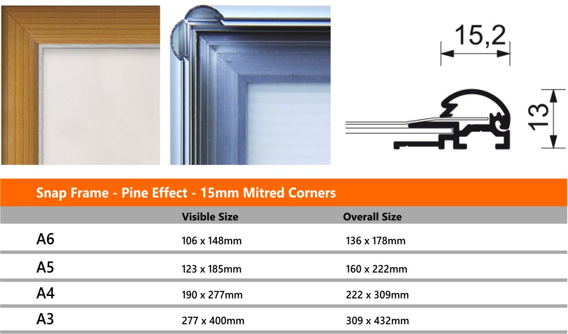 15mm Pine Effect Frame Snap Frames